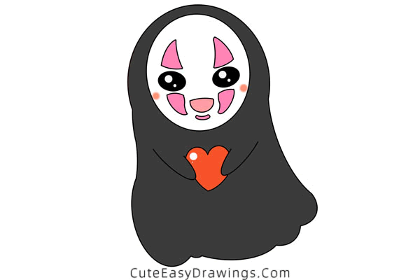 how to draw no-face from spirited away - www.cuteeasydrawings.com