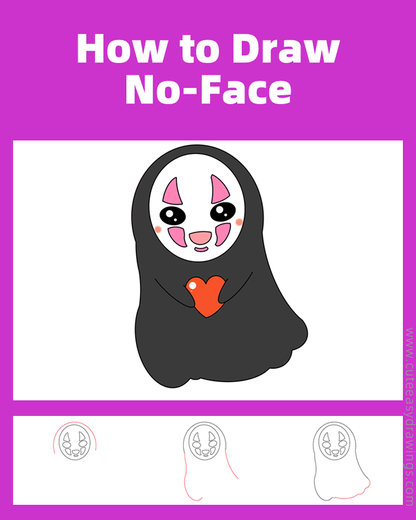 how to draw no-face from spirited away - www.cuteeasydrawings.com