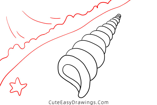 how to draw a shell - www.cuteeasydrawings.com