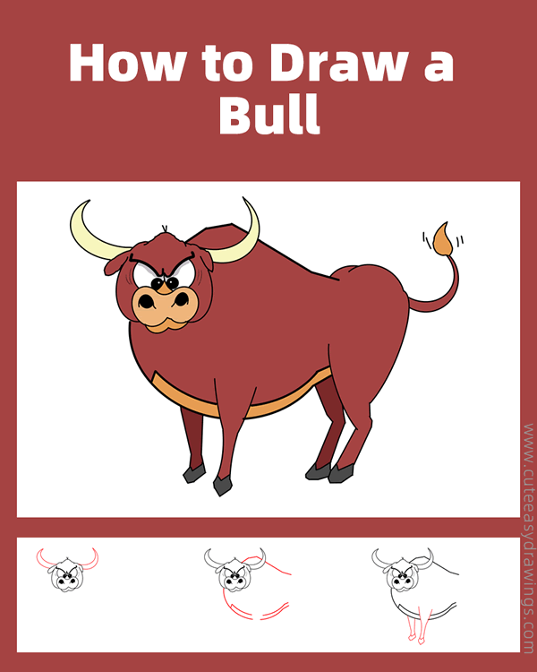 how to draw a bull easy - www.cuteeasydrawings.com