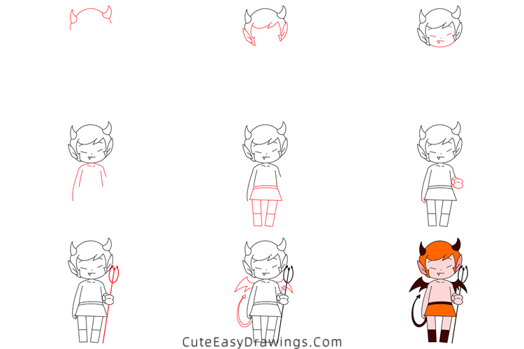 how to draw a cute demon - www.cuteeasydrawings.com