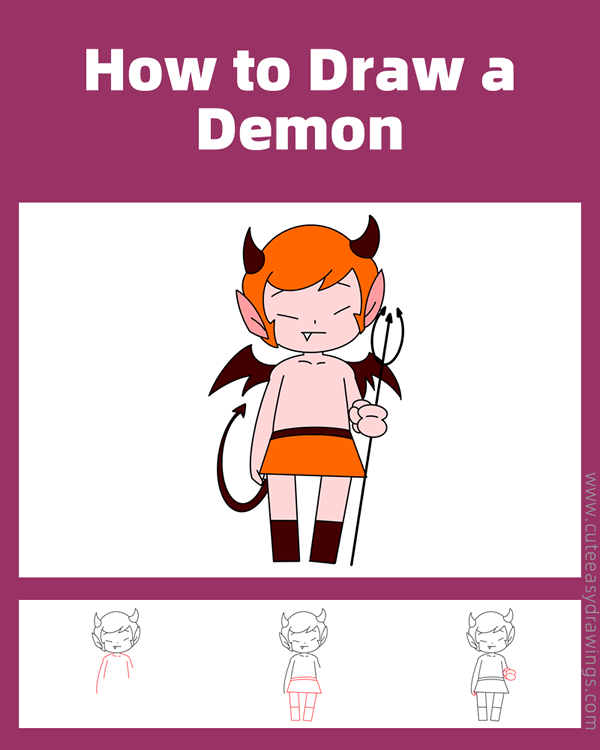 how to draw a cute demon - www.cuteeasydrawings.com