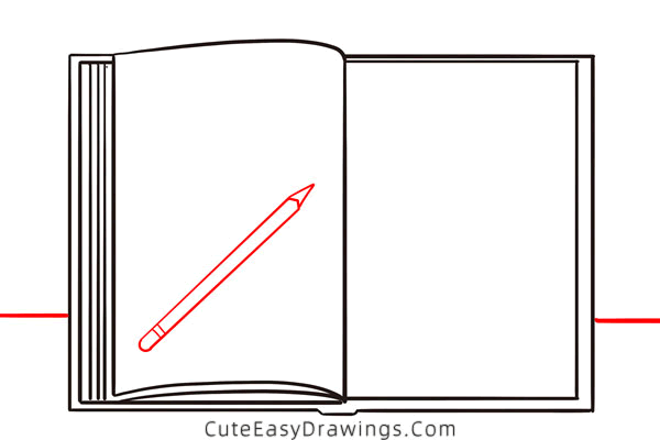 how to draw a notepad and pen - www.cuteeasydrawings.com