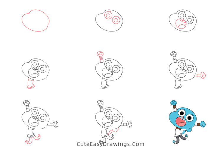 how to draw gumball watterson - www.cuteeasydrawings.com