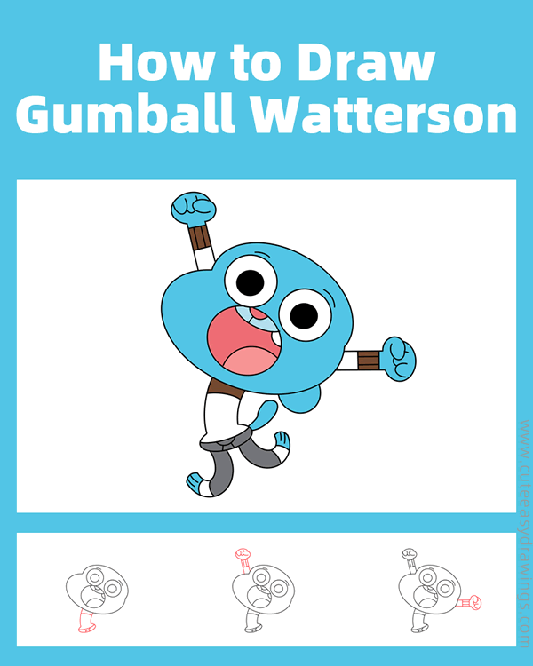 how to draw gumball watterson - www.cuteeasydrawings.com