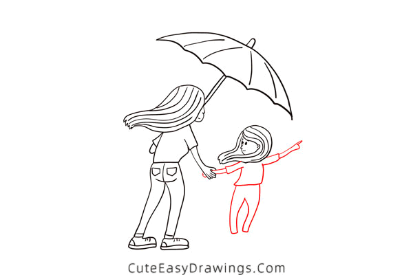 how to draw a mom and daughter - www.cuteeasydrawings.com