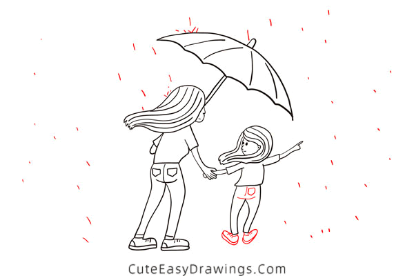 how to draw a mom and daughter - www.cuteeasydrawings.com