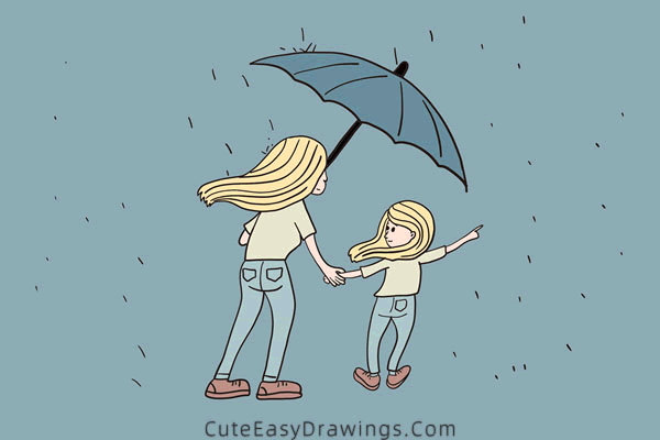 how to draw a mom and daughter - www.cuteeasydrawings.com