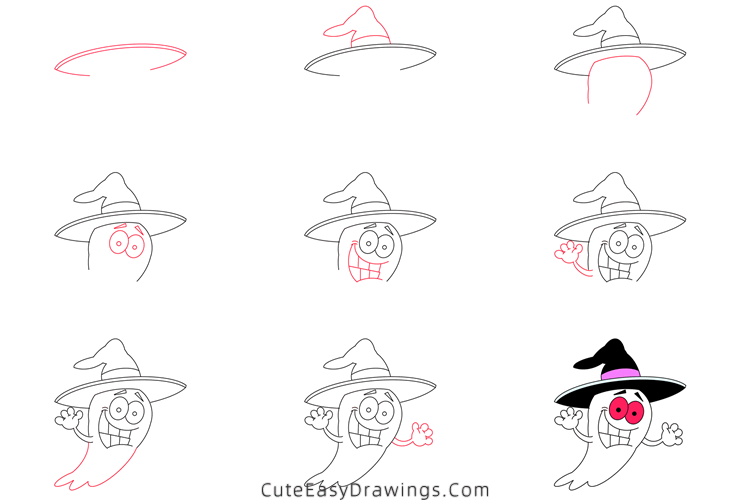 how to draw a funny ghost - www.cuteeasydrawings.com