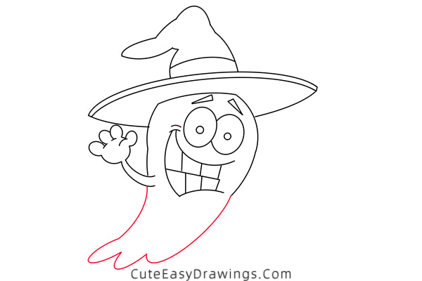 how to draw a funny ghost - www.cuteeasydrawings.com