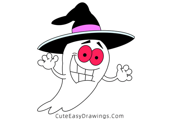 how to draw a funny ghost - www.cuteeasydrawings.com