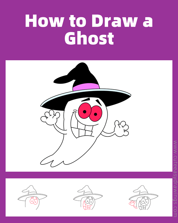 how to draw a funny ghost - www.cuteeasydrawings.com