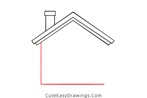 how to draw a house with a chimney - www.cuteeasydrawings.com