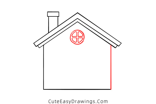 how to draw a house with a chimney - www.cuteeasydrawings.com