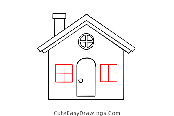 how to draw a house with a chimney - www.cuteeasydrawings.com