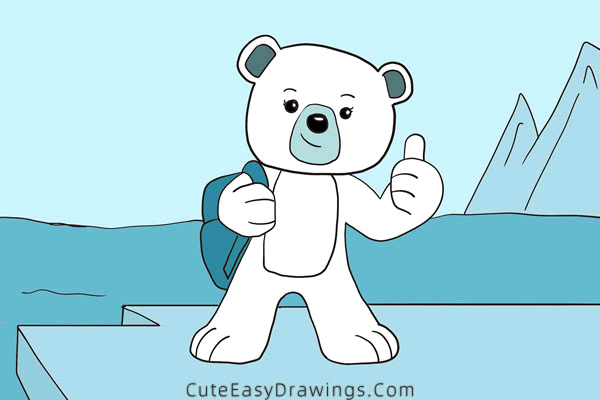 how to draw a cute polar bear - www.cuteeasydrawings.com