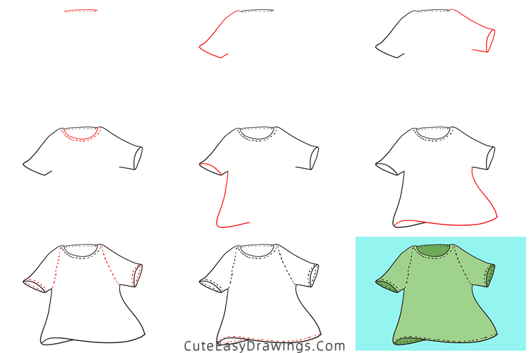 how to draw a t-shirt - www.cuteeasydrawings.com