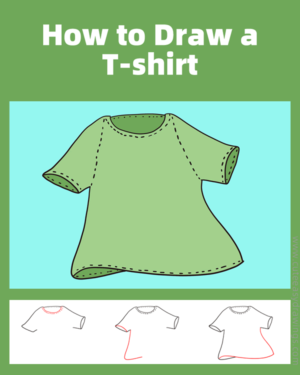 how to draw a t-shirt - www.cuteeasydrawings.com