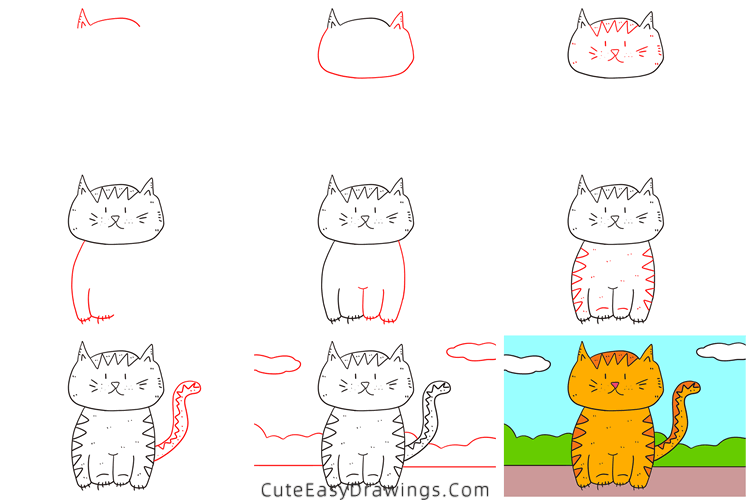 how to draw a cat easy - www.cuteeasydrawings.com