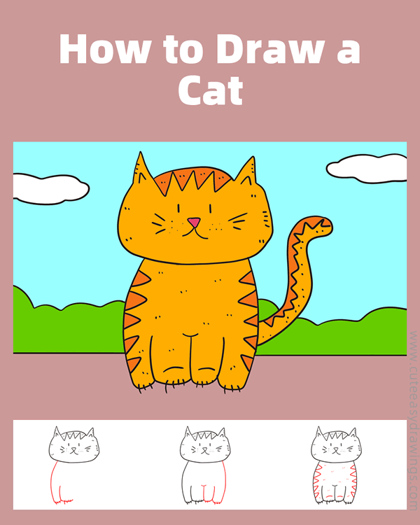 how to draw a cat easy - www.cuteeasydrawings.com