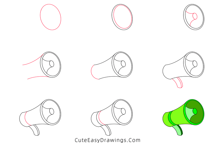 how to draw a loudspeaker - www.cuteeasydrawings.com