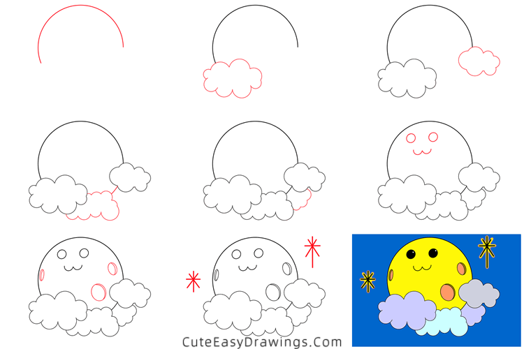 how to draw a cartoon moon - www.cuteeasydrawings.com