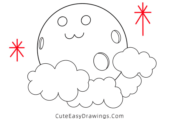 how to draw a cartoon moon - www.cuteeasydrawings.com