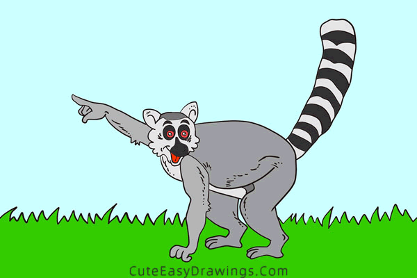 how to draw a lemur - www.cuteeasydrawings.com