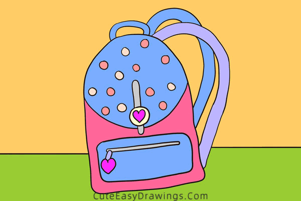 how to draw a backpack for girl - www.cuteeasydrawings.com