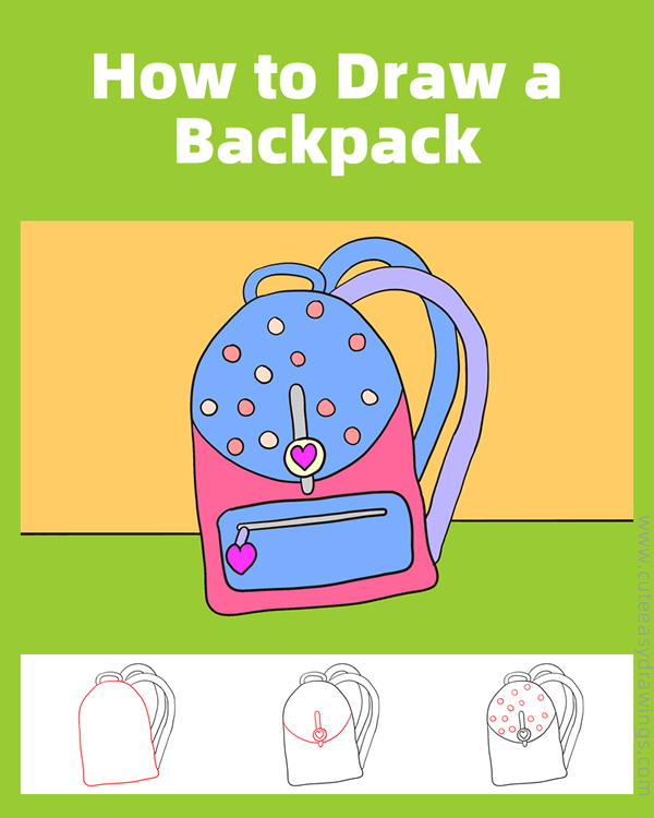 how to draw a backpack for girl - www.cuteeasydrawings.com