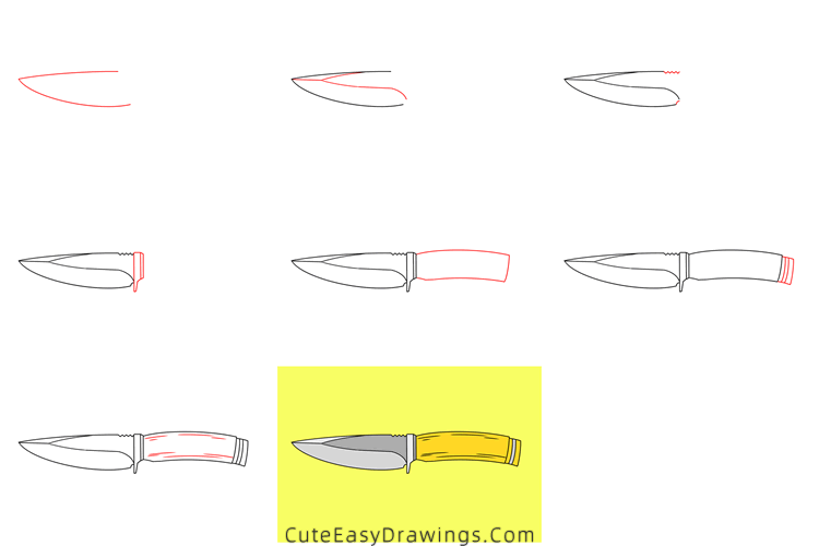 how to draw a knife - www.cuteeasydrawings.com