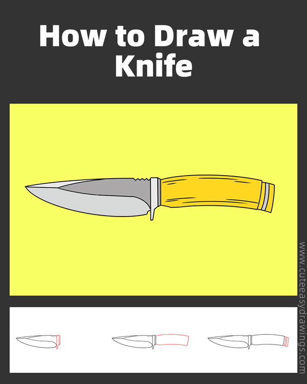 how to draw a knife - www.cuteeasydrawings.com