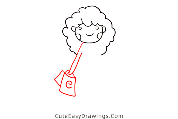 how to draw a lady shopping - www.cuteeasydrawings.com