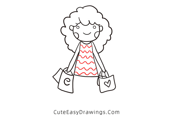 how to draw a lady shopping - www.cuteeasydrawings.com