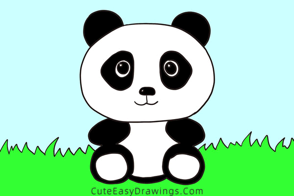 how to draw a giant panda - www.cuteeasydrawings.com