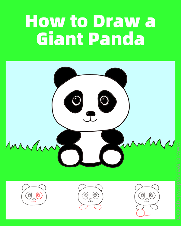 how to draw a giant panda - www.cuteeasydrawings.com