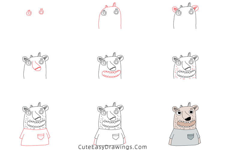 how to draw a funny monster - www.cuteeasydrawings.com