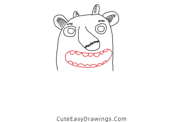 how to draw a funny monster - www.cuteeasydrawings.com