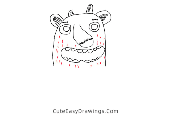 how to draw a funny monster - www.cuteeasydrawings.com