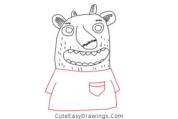 how to draw a funny monster - www.cuteeasydrawings.com