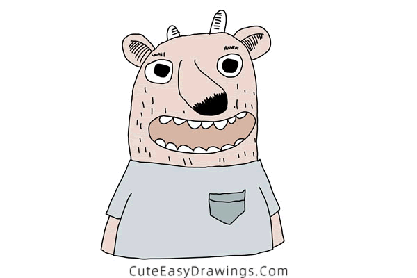 how to draw a funny monster - www.cuteeasydrawings.com