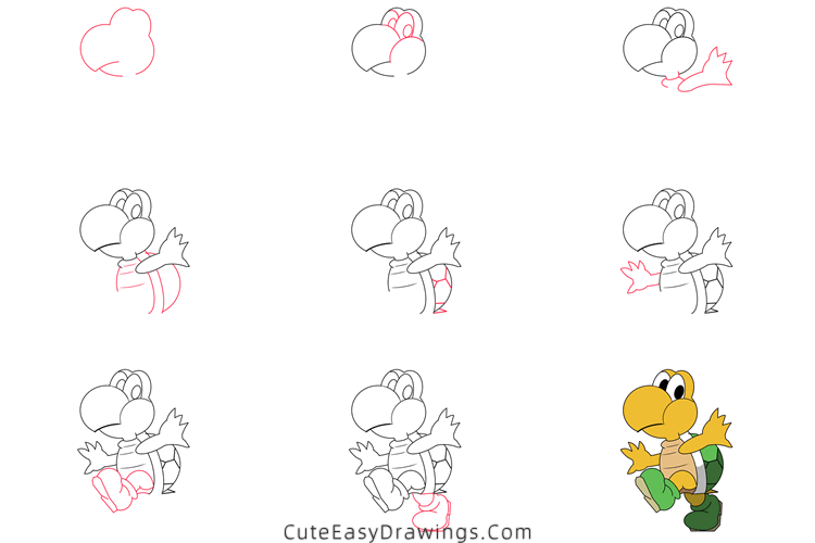 How To Draw Koopa Troopa From Mario Step By Step Cute Easy Drawings 0918