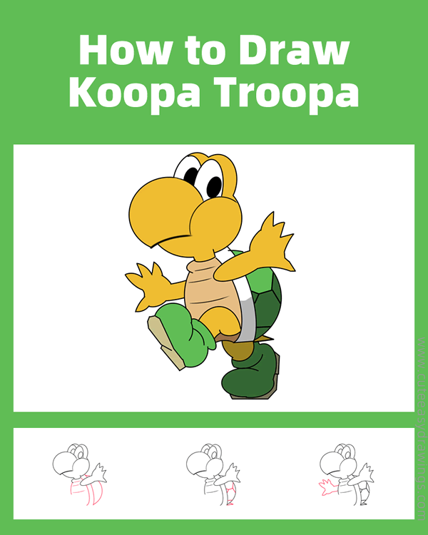 how to draw koopa troopa from mario - www.cuteeasydrawings.com