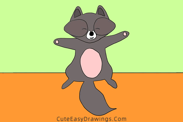 how to draw a raccoon dog - www.cuteeasydrawings.com