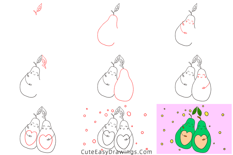 how to draw an avocado - www.cuteeasydrawings.com