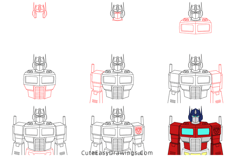 how to draw optimus prime from transformers - www.cuteeasydrawings.com