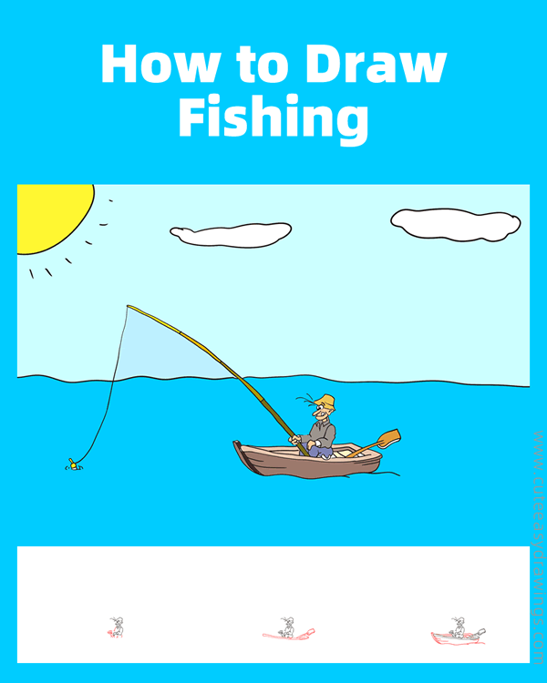 How to Draw Fishing Step by Step Cute Easy Drawings