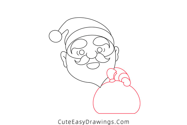 how to draw santa claus and a sack - www.cuteeasydrawings.com