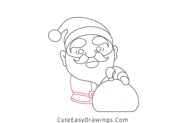 how to draw santa claus and a sack - www.cuteeasydrawings.com