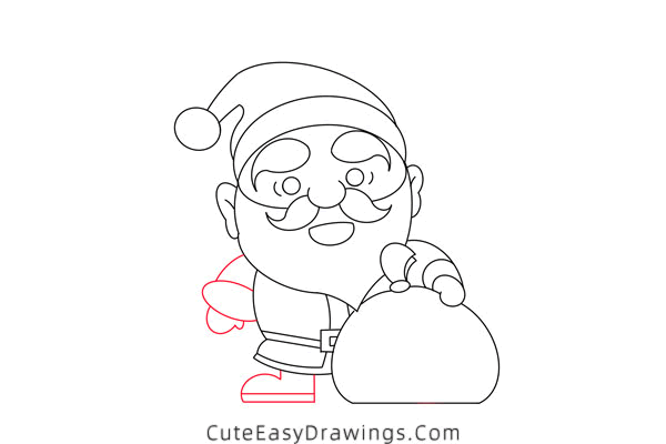 how to draw santa claus and a sack - www.cuteeasydrawings.com